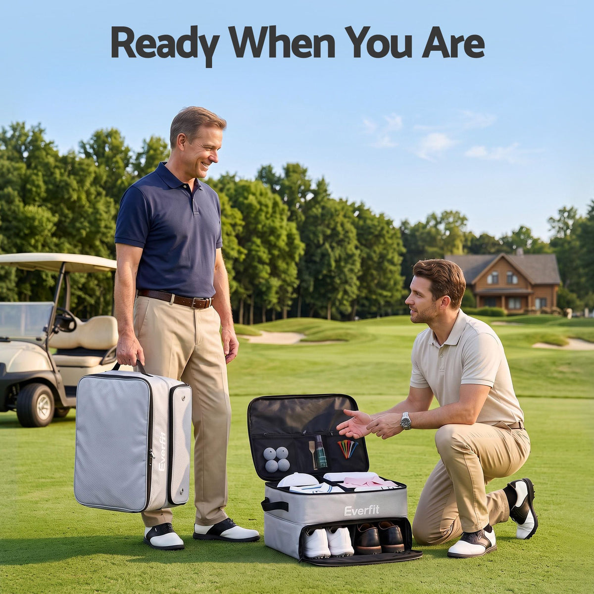 Everfit Golf Storage Bag 2-Tier Trunk Organizer with Ventilated Shoe Compartment Grey