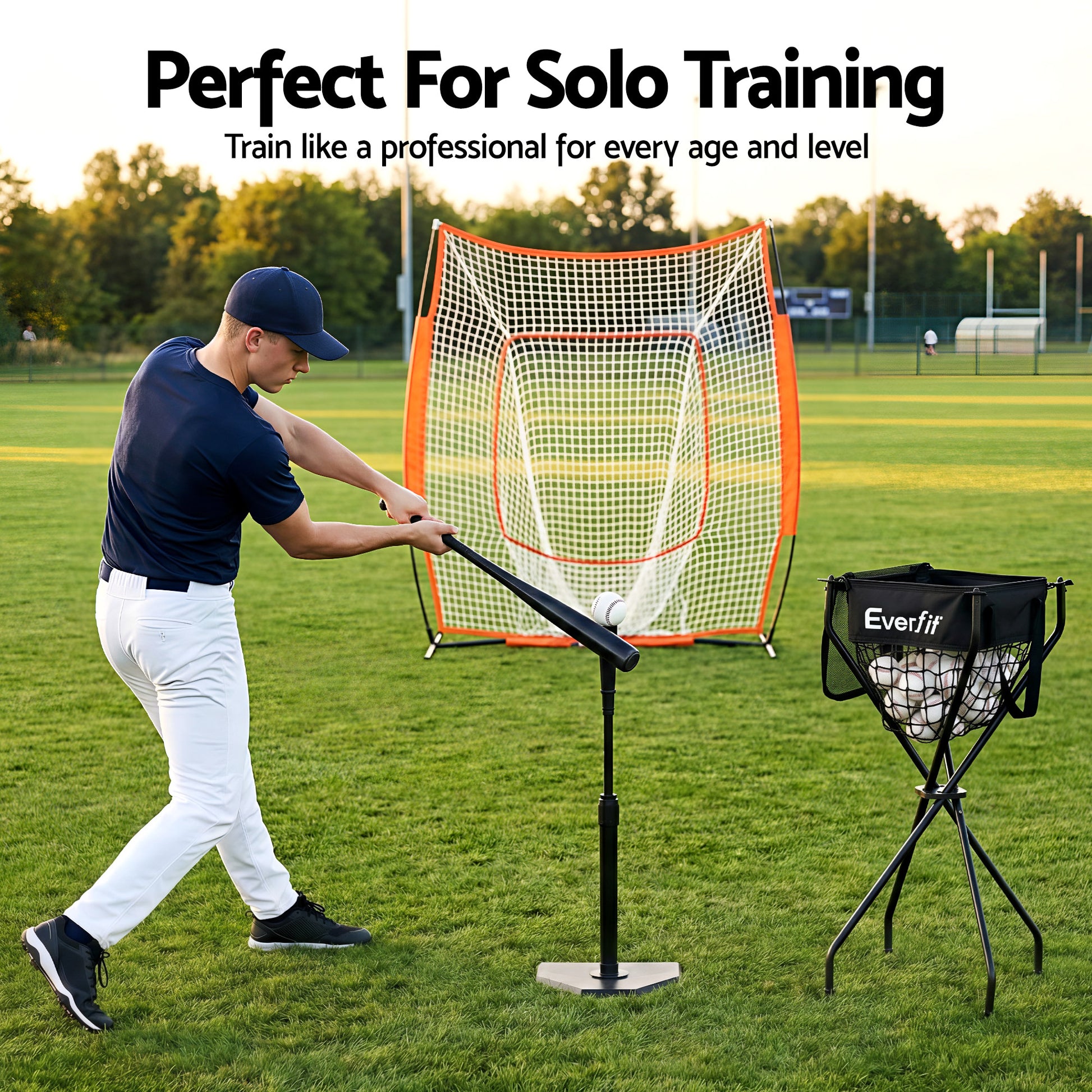 Everfit Portable Ball Cart Foldable Pickleball Tennis Baseball Softball