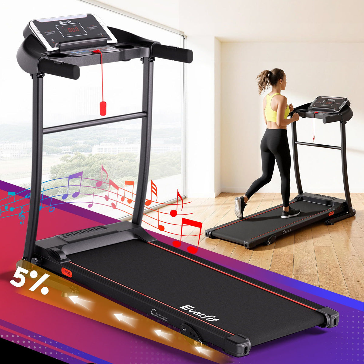 Everfit Treadmill Electric Home Gym Fitness Exercise Machine Incline 400mm