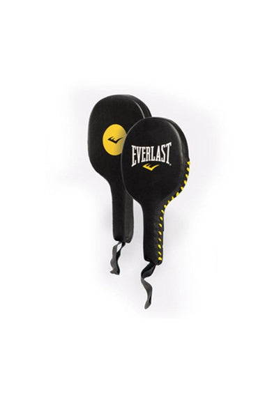 Everlast Leather Punch Paddles Mitts Boxing Work Training Gym Black