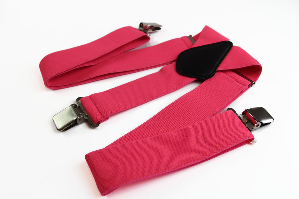 Extra Wide Heavy Duty Adjustable 120cm Fluro Pink Adult Mens Suspenders