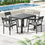 Gardeon Outdoor Dining Set 5 Piece Aluminum Extendable Table Setting Black