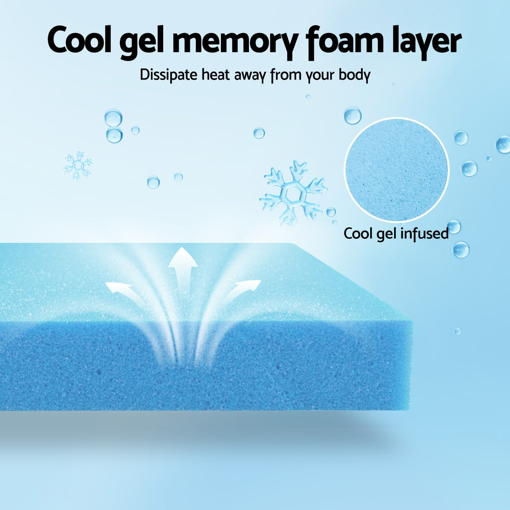 Giselle Bedding Cool Gel Memory Foam Mattress Charcoal 7-Zone Washable Bamboo Cover 15cm Single