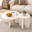 Artiss Coffee Table Set of 2 High Gloss Round Side Bedside Table Wood Living Room Cream