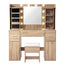 Artiss Dressing Table Vanity Desk LED Mirror Stool Set Charging Station Glass Top Rotating Shelf Wood