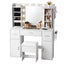 Artiss Dressing Table Vanity Desk LED Mirror Stool Set Charging Station Glass Top Rotating Shelf White