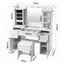 Artiss Dressing Table Vanity Desk LED Mirror Stool Set Charging Station Glass Top Rotating Shelf White