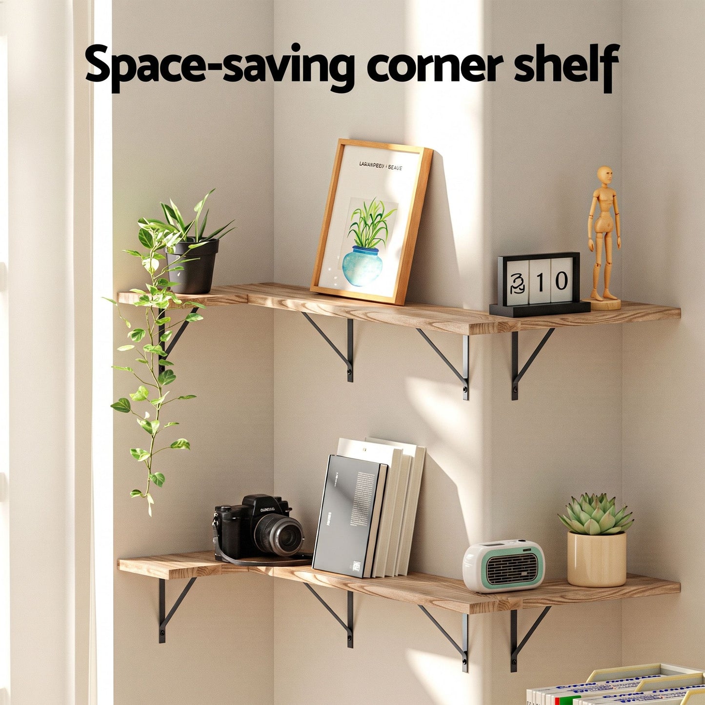Artiss Floating Wall Shelf Corner Shelves Set of 4 Wood