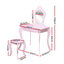 Keezi Kids Dressing Table Stool Set Vanity Mirror Princess Children Makeup Pink