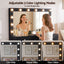 Artiss Dressing Table Charging Station LED Vanity Desk Set Stool Glass Top Make up Mirror Storage Drawer Black