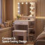 Artiss Dressing Table Vanity Desk LED Mirror Stool Storage Power Outlet Hairdryer Holder White
