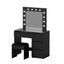 Artiss Dressing Table Set Stool 12 Led Bulbs Black