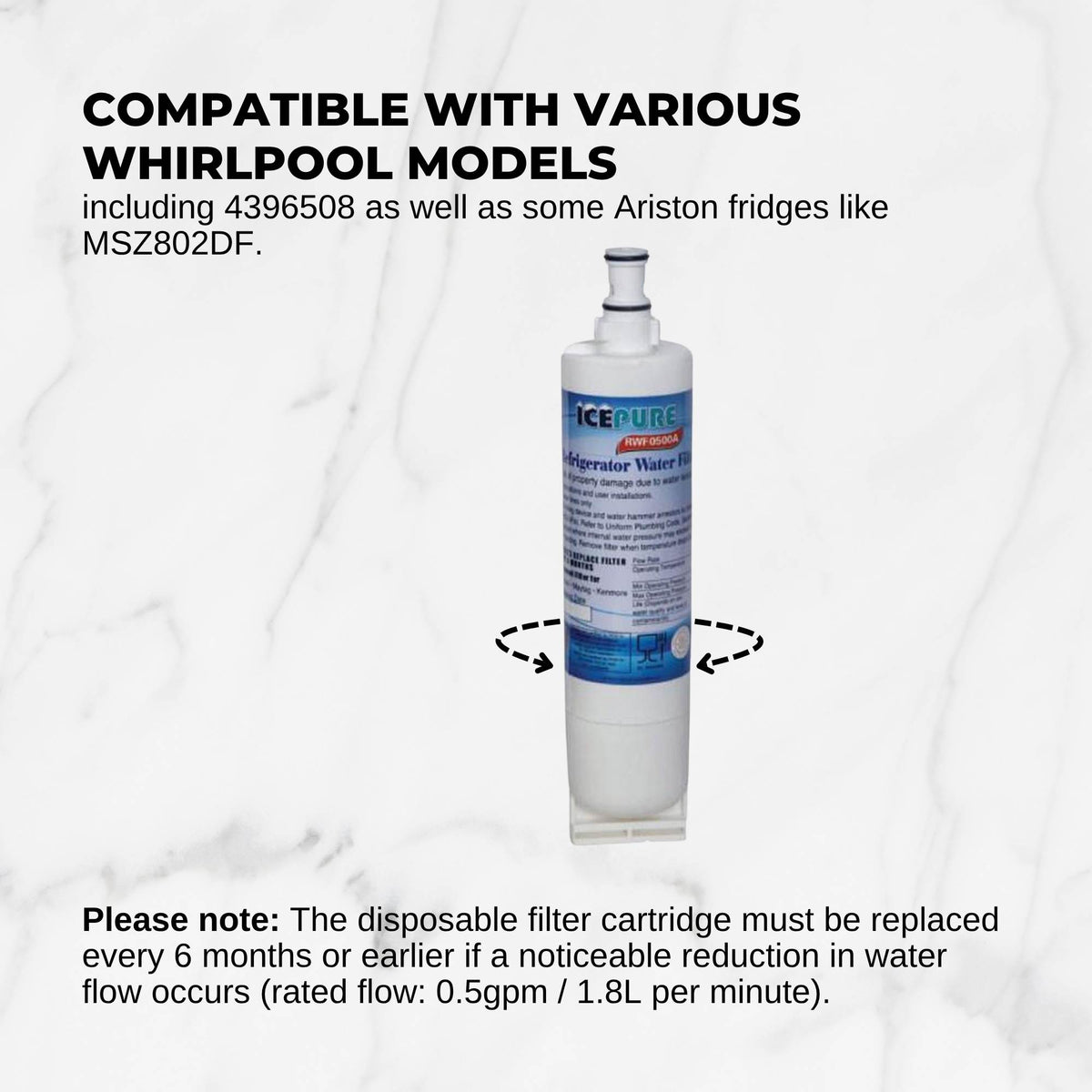 Fridge Water Filter Cartridge RFC0500A RWF0500A For Whirlpool 4396508 Kenmore