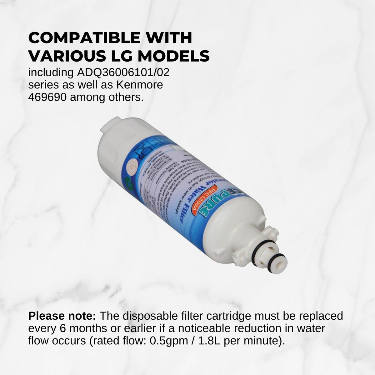 5 FRIDGE WATER FILTER For LG ADQ36006101 ADQ36006102 LT700P KENMORE 469690