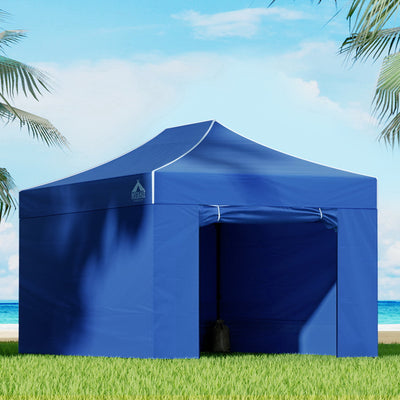 Instahut Gazebo 3x4.5 Pop Up Marquee Folding Tent Wedding Gazebos Camping Outdoor Shade Canopy Blue