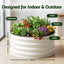 Green Fingers Self Watering Round Garden Bed Galvanised for Balcony Deck 60x60x30cm