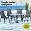 Gardeon 140CM Outdoor Dining Table Steel Frame Tempered Glass Parasol Hole Black