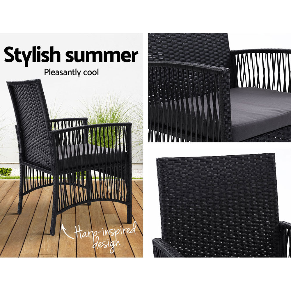 Gardeon 2PC Outdoor Dining Chairs Patio Furniture Wicker Lounge Chair Garden