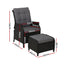 Gardeon 2PC Recliner Chair Sun lounge Wicker Lounger Outdoor Furniture Adjustable Black