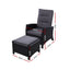 Gardeon 2PC Recliner Chairs Sun lounge Wicker Lounger Outdoor Furniture Adjustable Black