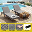 Gardeon 2PC Sun Lounger PE Rattan Recliners with Cup Holder Cushion Rain Cover