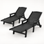 Gardeon 2PCS Sun Lounge Lounger Beach Chair HDPE Patio Outdoor Furniture with Wheels Black