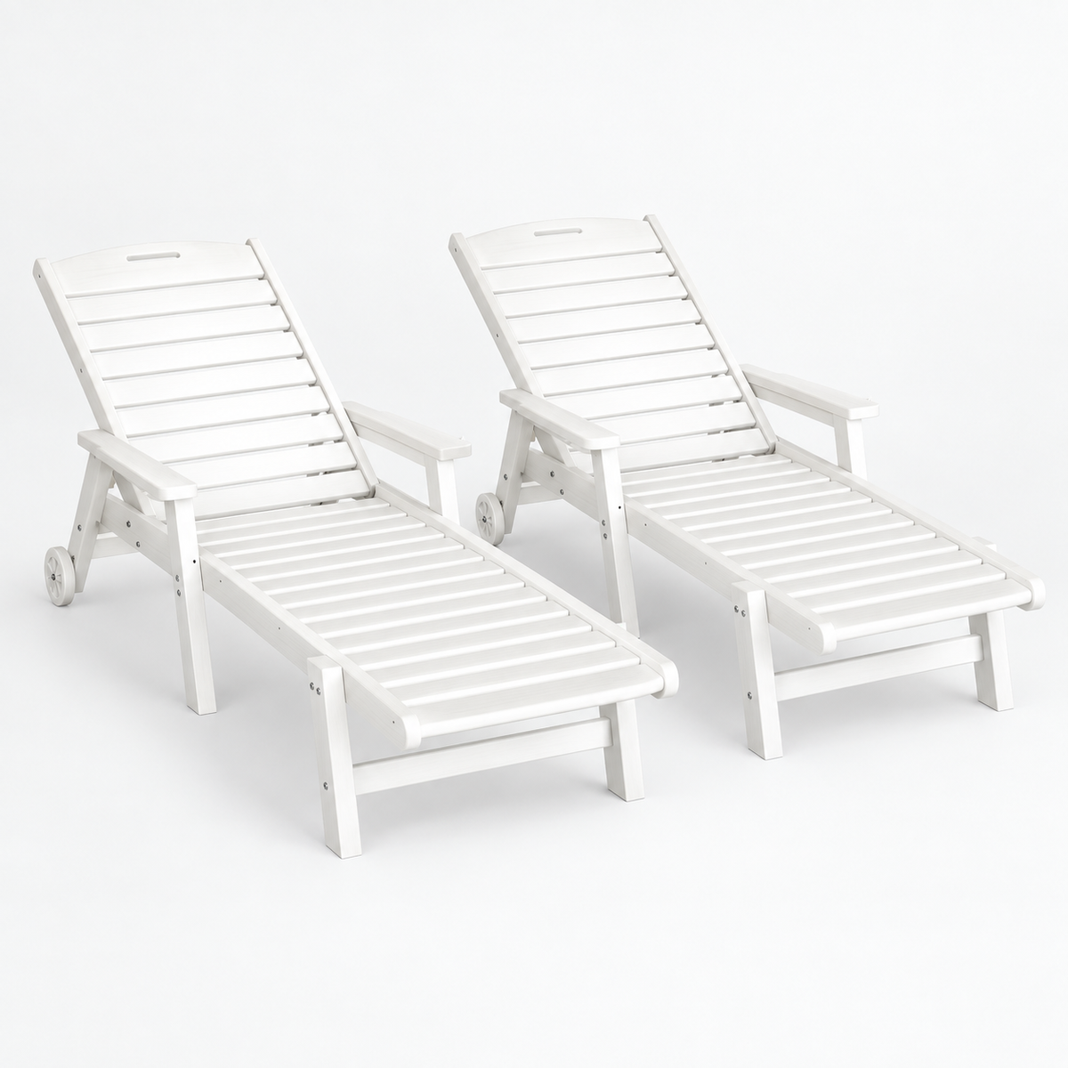 Gardeon 2PCS Sun Lounge Lounger Beach Chair HDPE Patio Outdoor Furniture with Wheels White