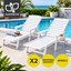 Gardeon 2PCS Sun Lounge Lounger Beach Chair HDPE Patio Outdoor Furniture with Wheels White