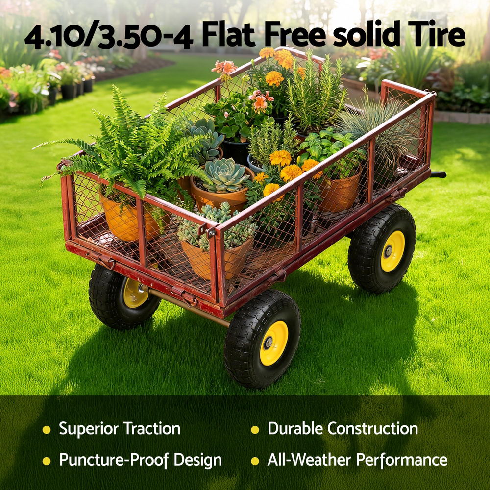 Gardeon 2pcs, 4.10/3.50-4 Tire And Wheel Flat Free, 26cm Solid Rubber Tires with 5/8 Axle Bore Hole And Double Sealed Bearings, Perfect for Wheelbarrow, Garden Cart, Wagon, Dolly