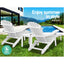 Gardeon 3PC Adirondack Outdoor Table and Chairs Wooden Sun Lounge Beach Patio White