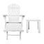 Gardeon 3PC Adirondack Outdoor Table and Chairs Wooden Sun Lounge Beach Patio White