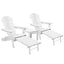 Gardeon 3PC Adirondack Outdoor Table and Chairs Wooden Sun Lounge Beach Patio White