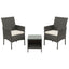 Gardeon 3PC Outdoor Bistro Set Patio Furniture Wicker Setting Chairs Table Cushion Grey