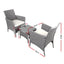 Gardeon 3PC Outdoor Bistro Set Patio Furniture Wicker Setting Chairs Table Cushion Grey