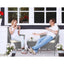 Gardeon 3PC Outdoor Bistro Set Patio Furniture Wicker Setting Chairs Table Cushion Grey