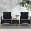 Gardeon 3PC Outdoor Bistro Set Patio Furniture Wicker Setting Chairs Table Luca