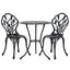Gardeon 3PC Outdoor Setting Bistro Set Chairs Table Cast Aluminum Patio Furniture Tulip Black