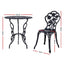 Gardeon 3PC Outdoor Setting Bistro Set Chairs Table Cast Aluminum Rose Black