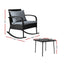Gardeon 3PC Rocking Chair Table Wicker Outdoor Furniture Patio Bistro Set Black