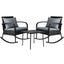 Gardeon 3PC Rocking Chair Table Wicker Outdoor Furniture Patio Bistro Set Black