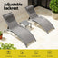 Gardeon 3PC Sun Lounge Outdoor Lounger Steel Table Chairs Patio Furniture Grey