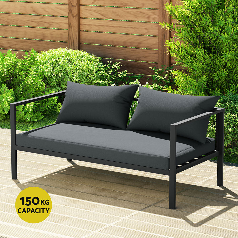 Gardeon 4 Seater Outdoor Sofa Set Aluminium Patio Furniture Setting 4PC Charcoal