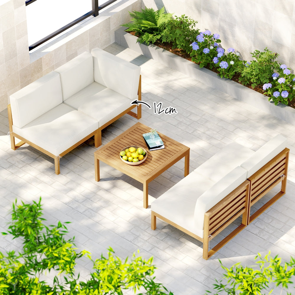 Gardeon 4-Seater Outdoor Sofa Set Wooden Lounge Setting 5PCS