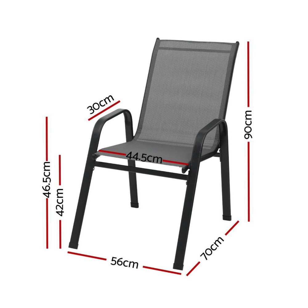 Gardeon 4PC Outdoor Dining Chairs Stackable Lounge Chair Patio Furniture Grey