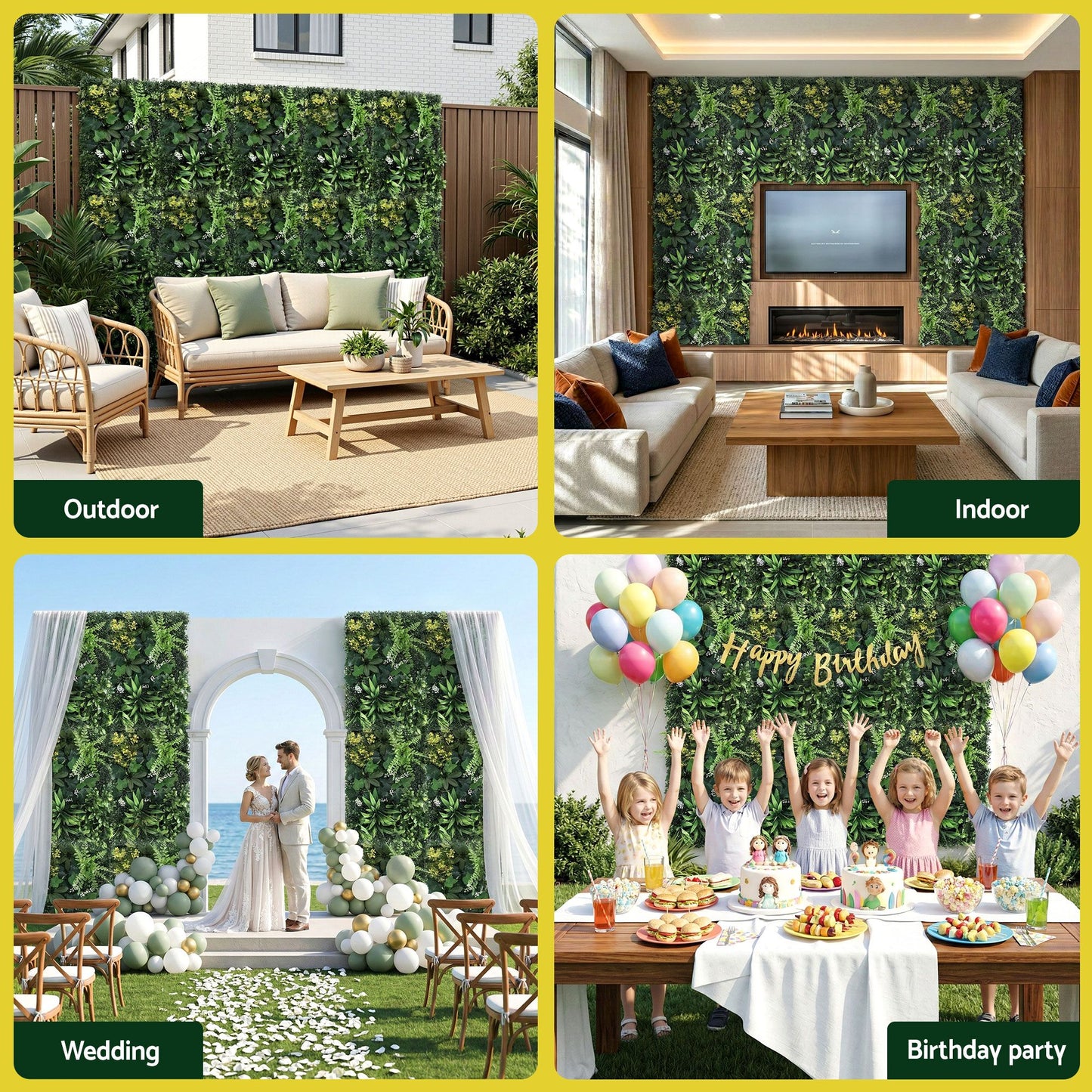 Gardeon 4PCS Artificial Plant Wall Panels 40X60CM Boxwood Panel Backyard Hedge Grass Backdrop Green Decor