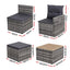 Gardeon 5 Pieces Outdoor Sofa Set 4-Seater Grey Rattan Patio Furniture Table and Chair Setting