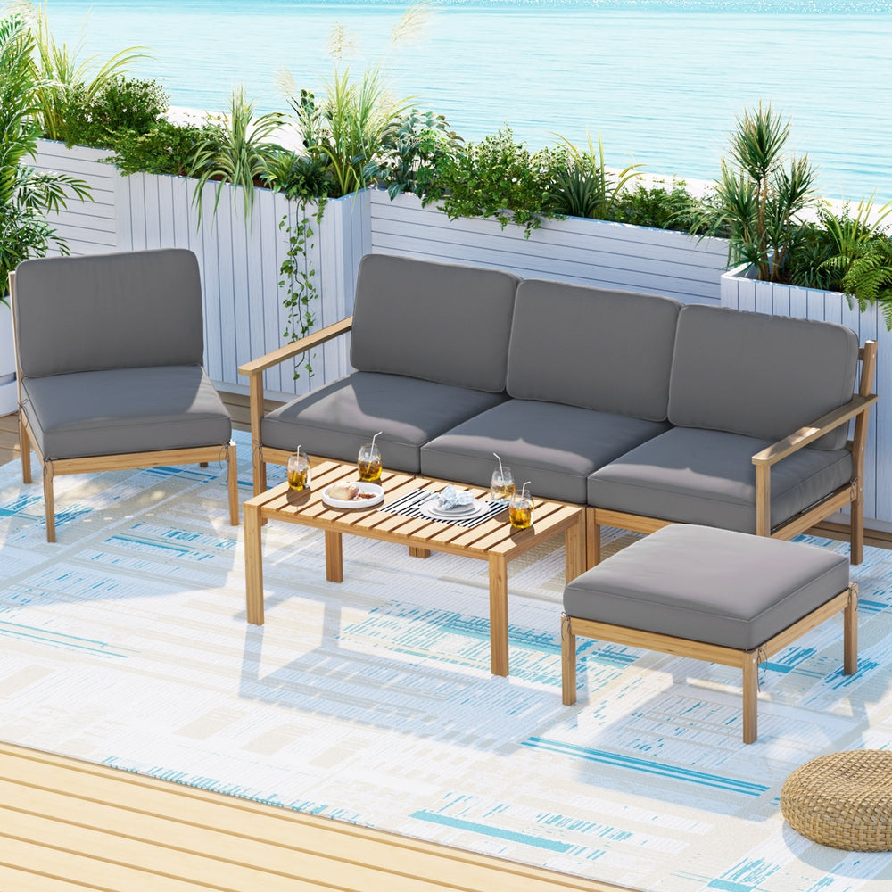 Gardeon 5-Seater Outdoor Sofa Set Wooden Lounge Setting 6PCS