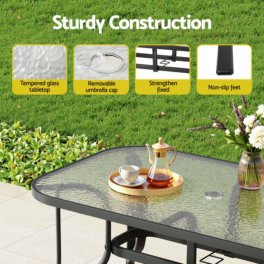Gardeon 7PC Outdoor Dining Set Table and Chairs Patio Furniture Garden Bistro Set Grey