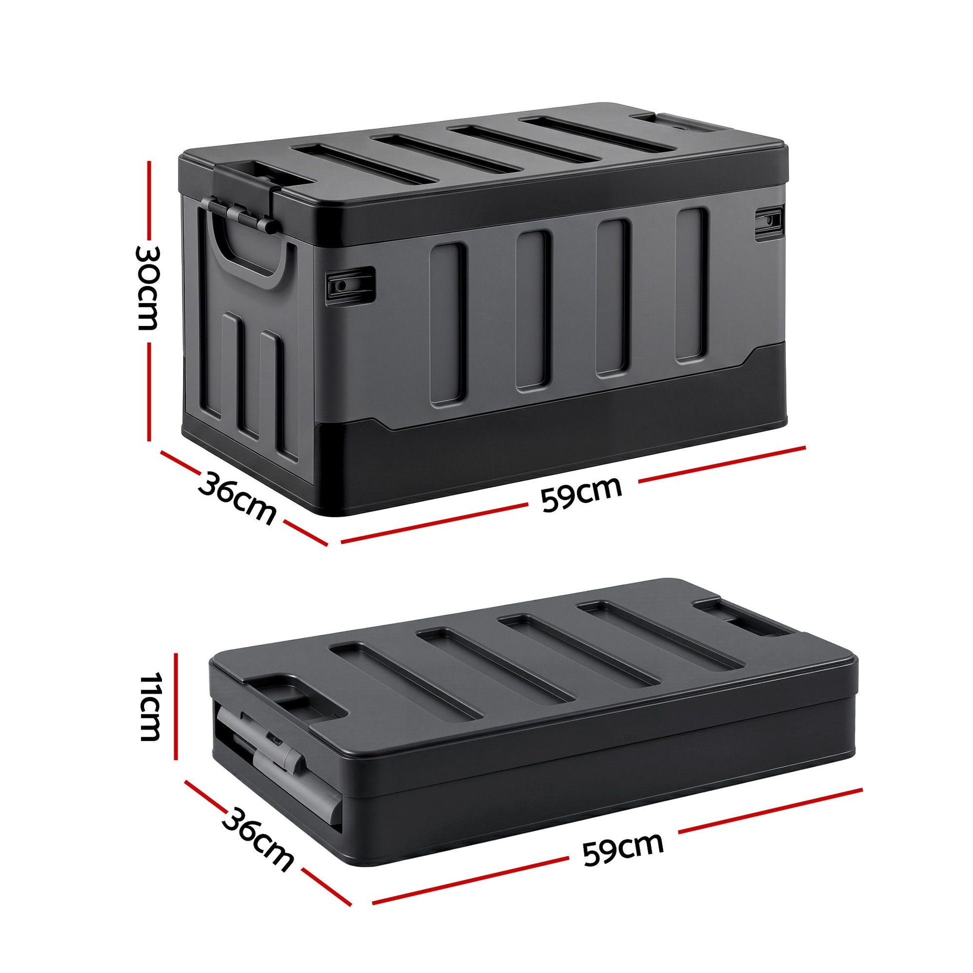 Gardeon Collapsible Outdoor Storage Box 60L Stackable Folding Camping Organizer Black
