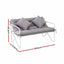 Gardeon Garden Bench 2 Seater Outdoor Bench Metal with Cushion 118cm Grey